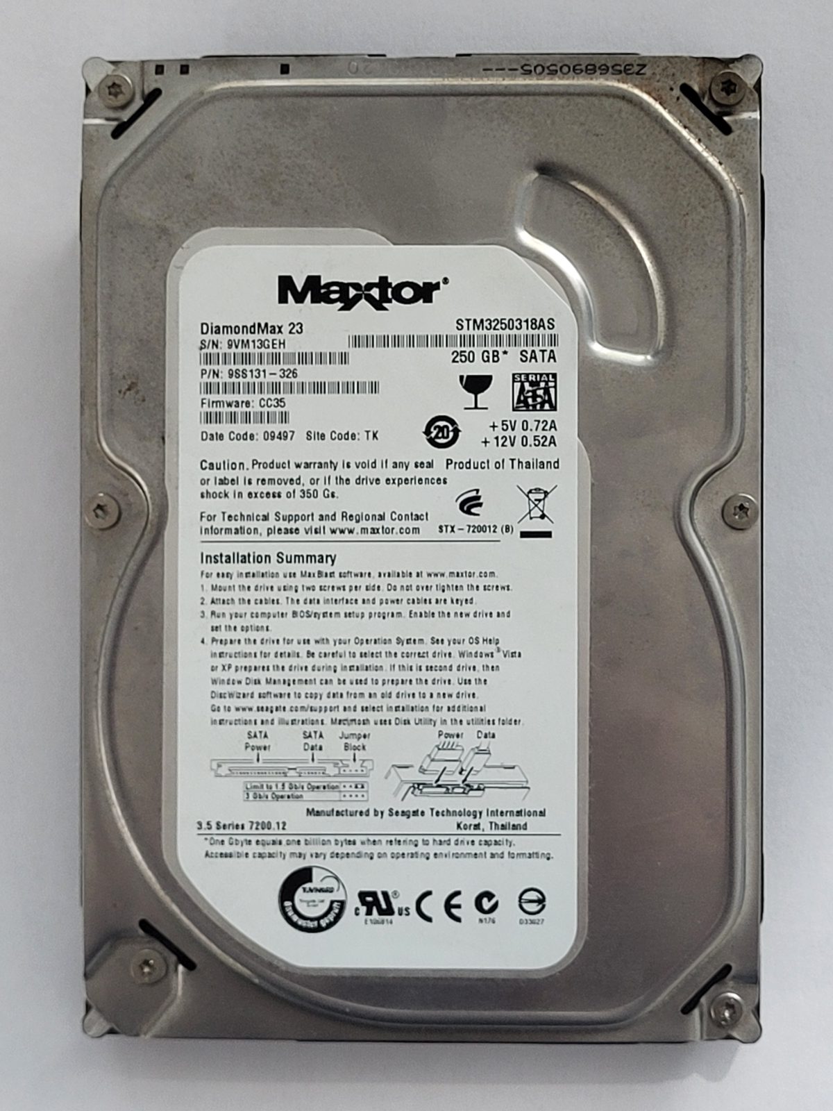 STM3250318AS, 09497, Maxtor 250Gb 3.5" HDD STK