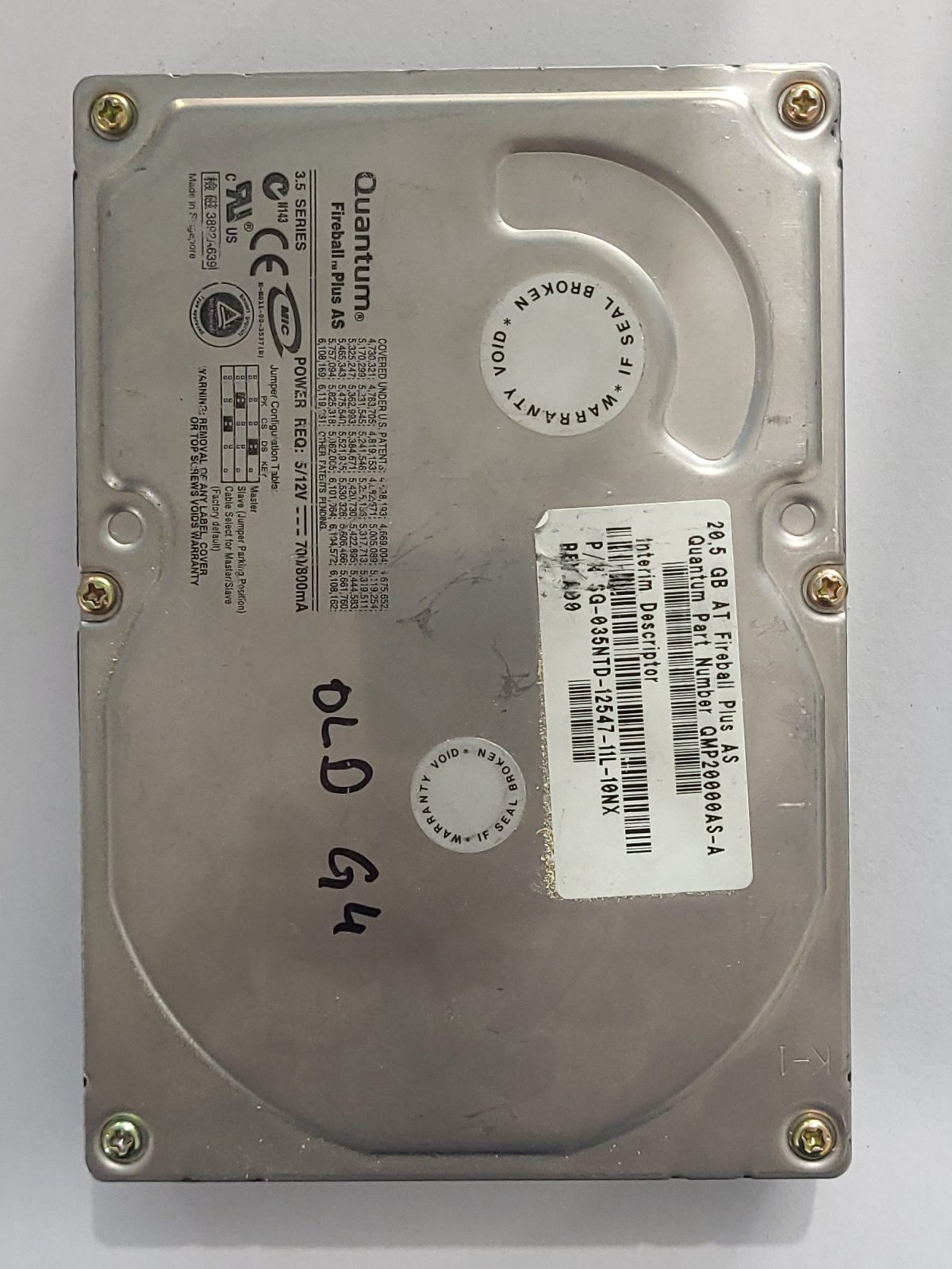 Fireball Plus AS, QMP20000AS-A, Quantum 20.5Gb 3.5" HDD STK