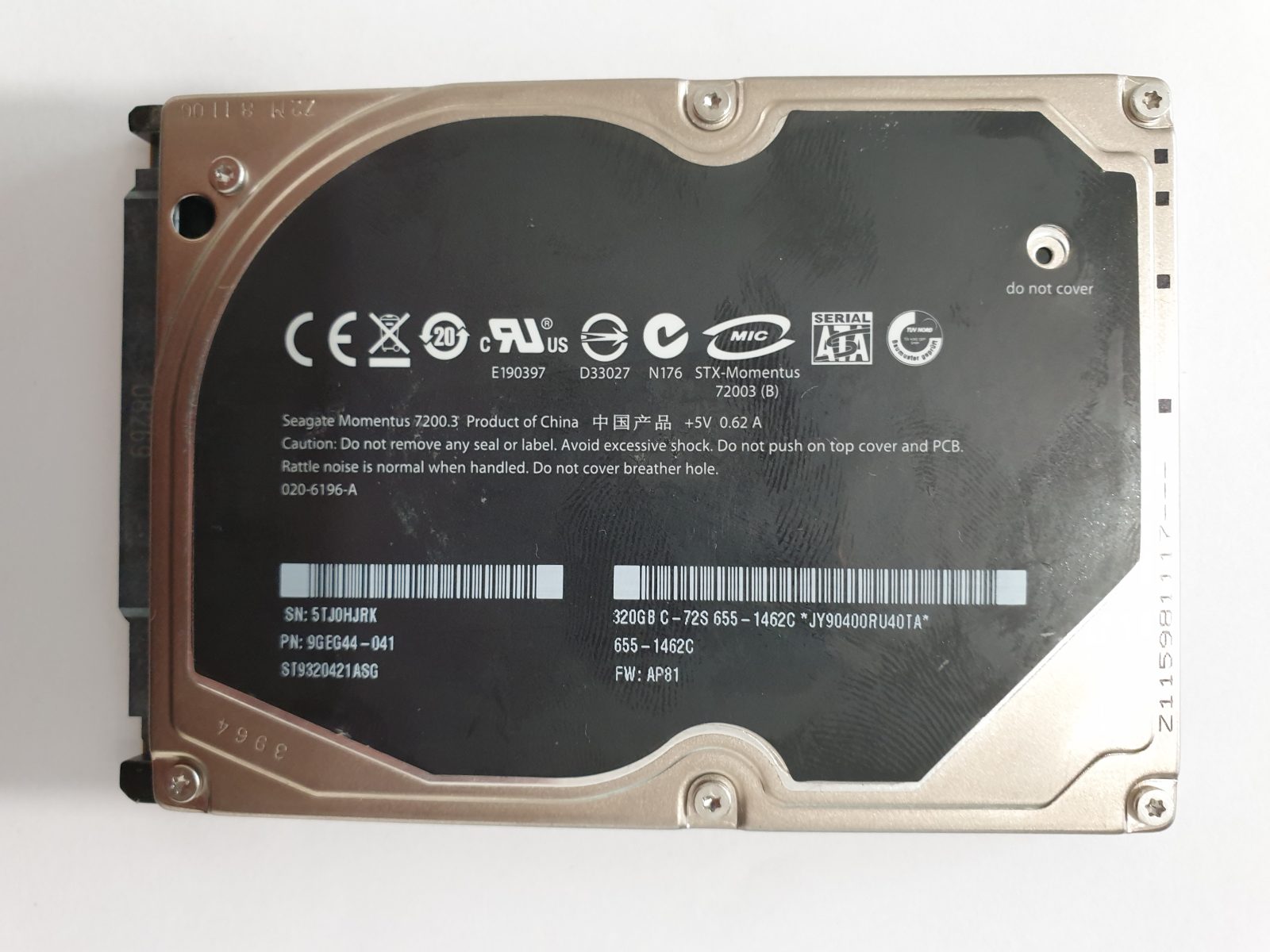 ST9320421ASG, PN:9GEG44-041, SN:5TJ, FW:AP81 | Seagate 320Go 2,5" SATA HDD STK