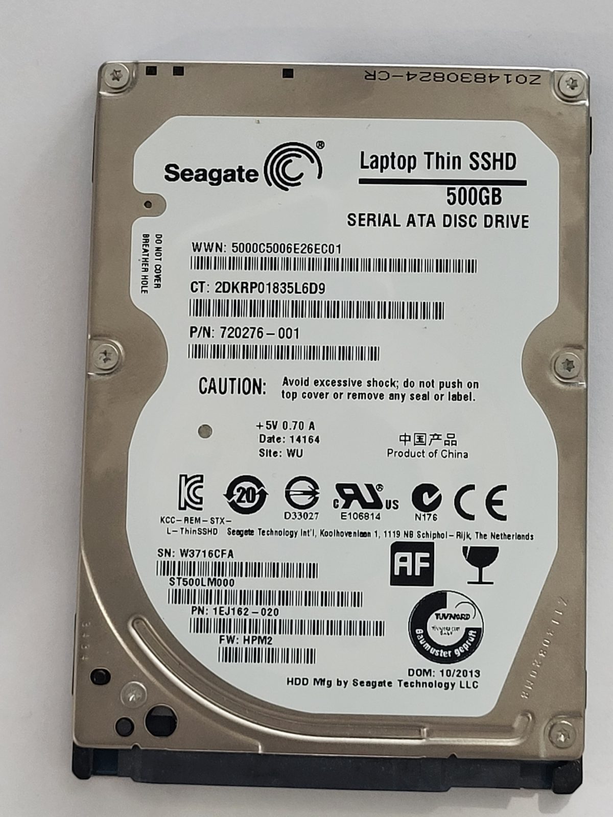 ST500LM000, PN:1EJ162-020, SN:W37, WU, FW:HPM2, 14164 | Seagate 500Go 2,5" SATA HDD STK