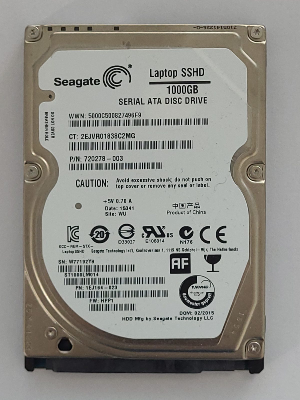 ST1000LM014, PN:1EJ164-023, SN:W77, WU, FW:HPP1, 15341 | Seagate 1To 2,5" SATA HDD STK