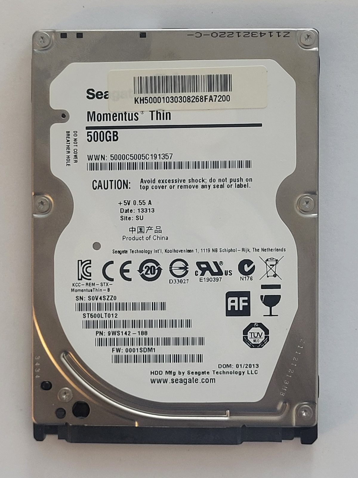 ST500LT012, PN:9WS142-188, SN:S0V, SU, FW:1SDM1, 13313 | Seagate 500Go 2,5" SATA HDD STK