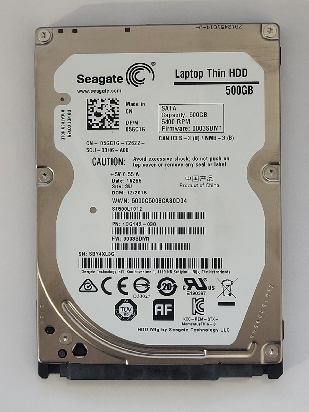 ST500LT012, PN:1DG142-030, SN:SBY, SU, FW:0003SDM1, 16265 | Seagate 500Go 2,5" SATA HDD STK