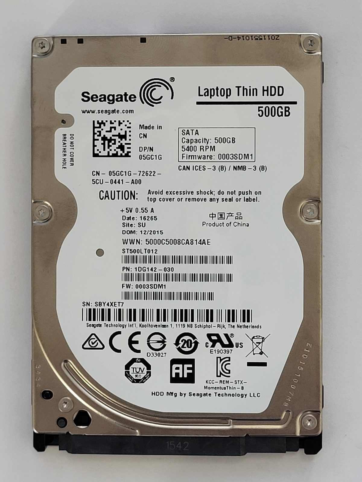ST500LT012, PN:1DG142-030, SN:SBY, SU, FW:0003SDM1, 16265 | Seagate 500Go 2,5" SATA HDD STK