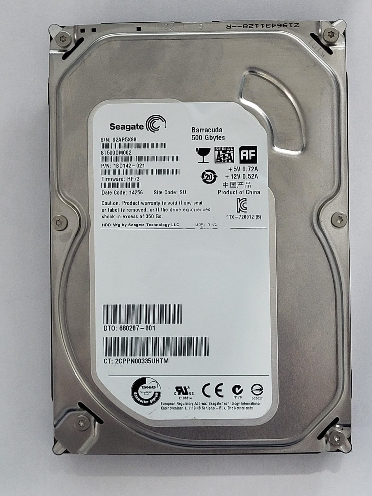 ST500DM002, PN:1BD142-021, SN:S2A, SU, FW:HP73, 14256 | Seagate 500Go 3,5" SATA HDD STK