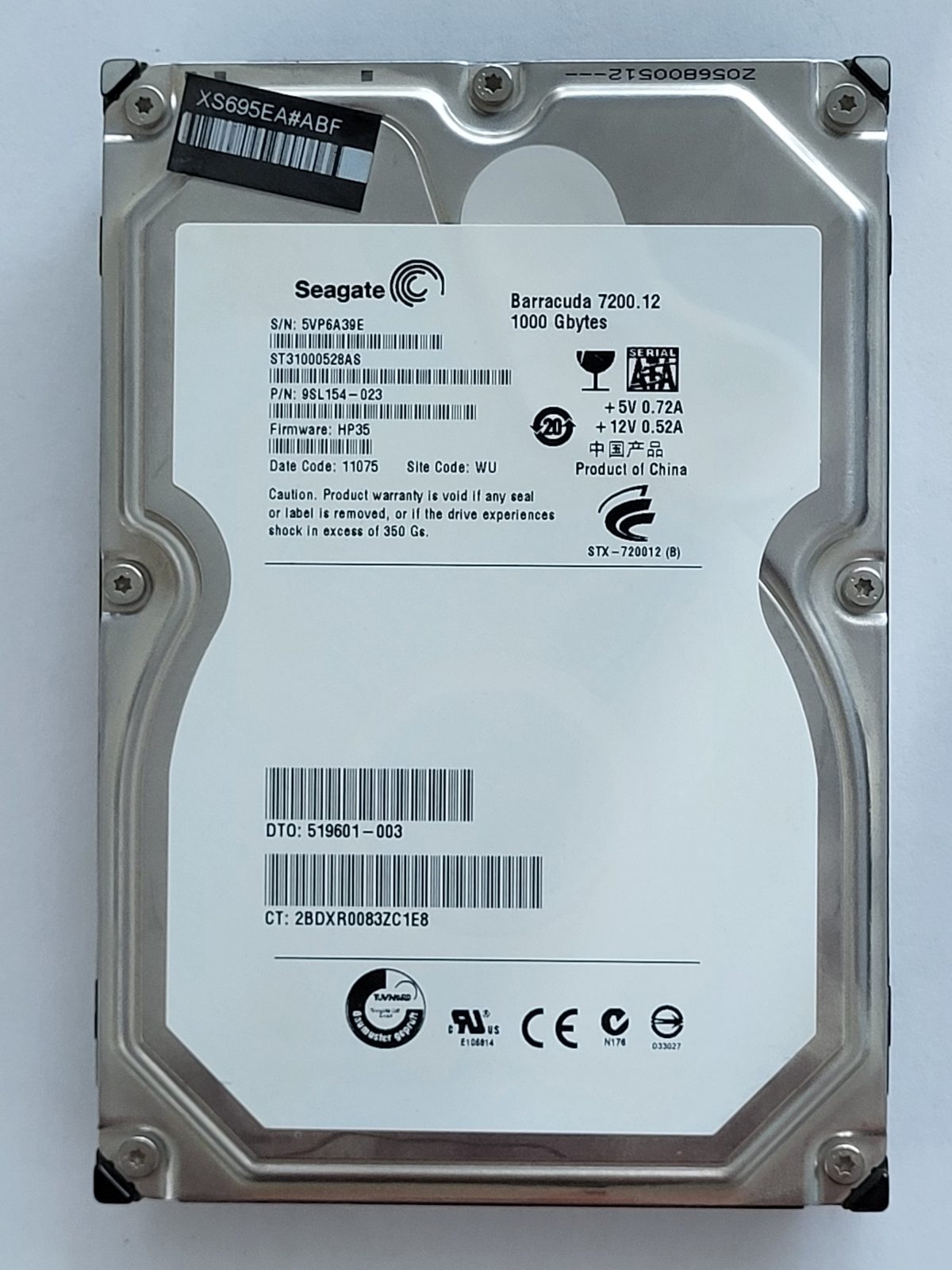 ST31000528AS, PN:9SL154-023, SN:5VP, WU, FW:HP35, 11075 | Seagate 1To 3,5" SATA HDD STK