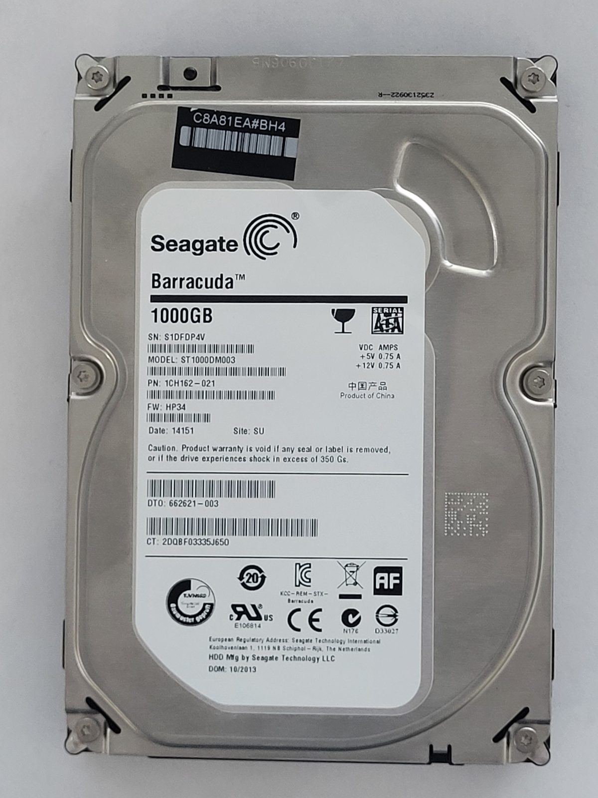 ST1000DM003, PN:1CH162-021, SN:S1D, SU, FW:HP34, 14151 | Seagate 1To 3,5" SATA HDD STK