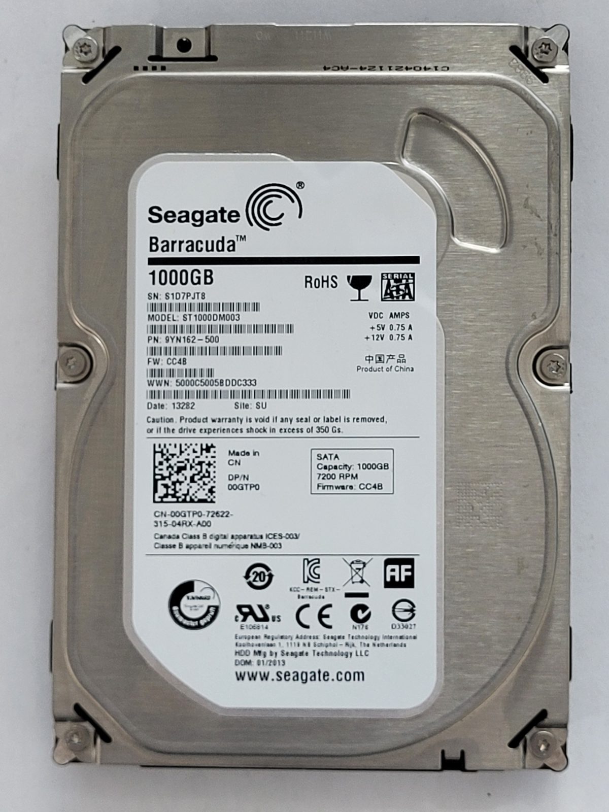 ST1000DM003, PN:9YN162-500, SN:S1D, SU, FW:CC4B, 13282 | Seagate 1To 3,5" SATA HDD STK