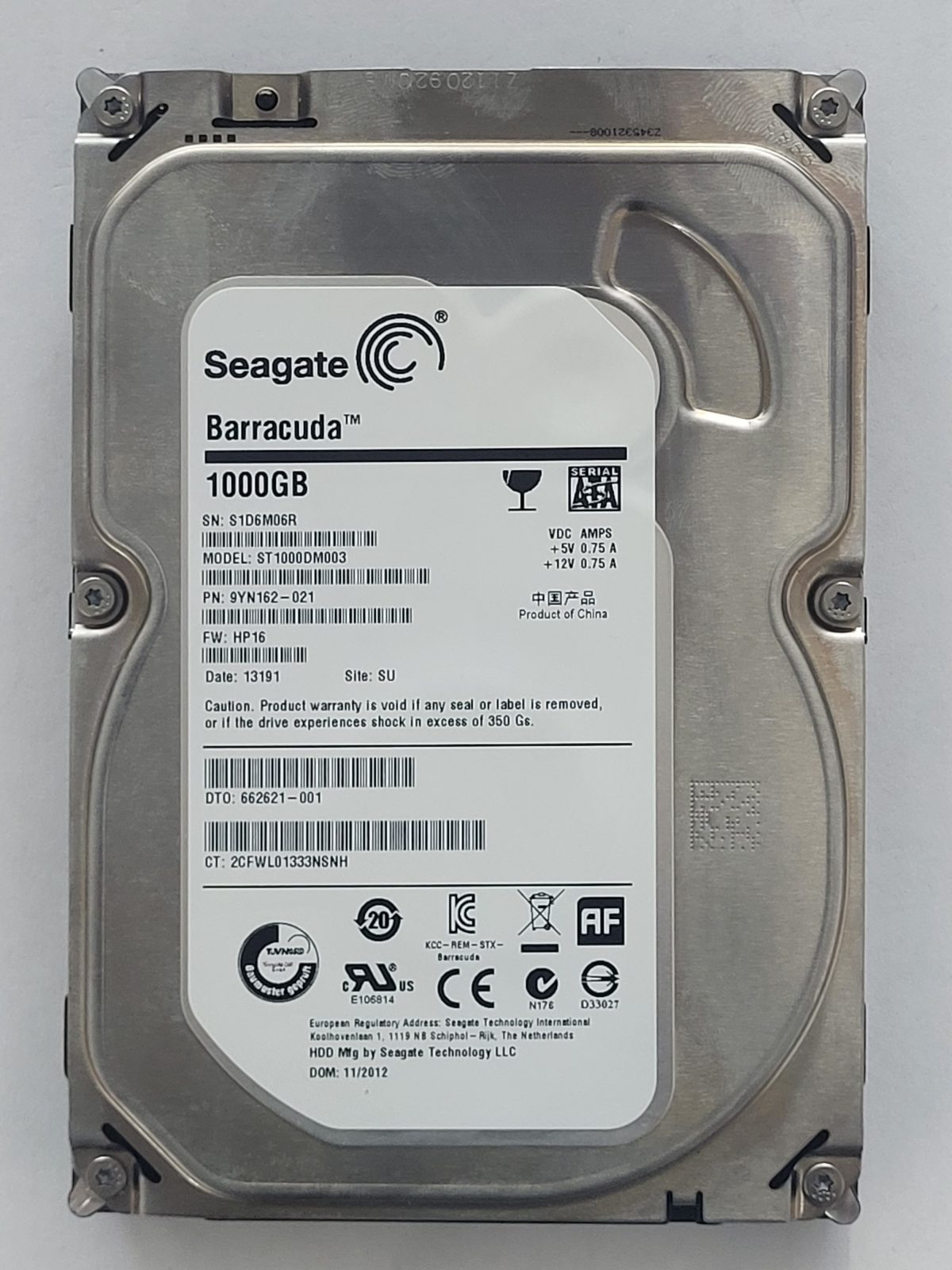 ST1000DM003, PN:9YN162-021, SN:S1D, SU, FW:HP16, 13191 | Seagate 1To 3,5" SATA HDD STK