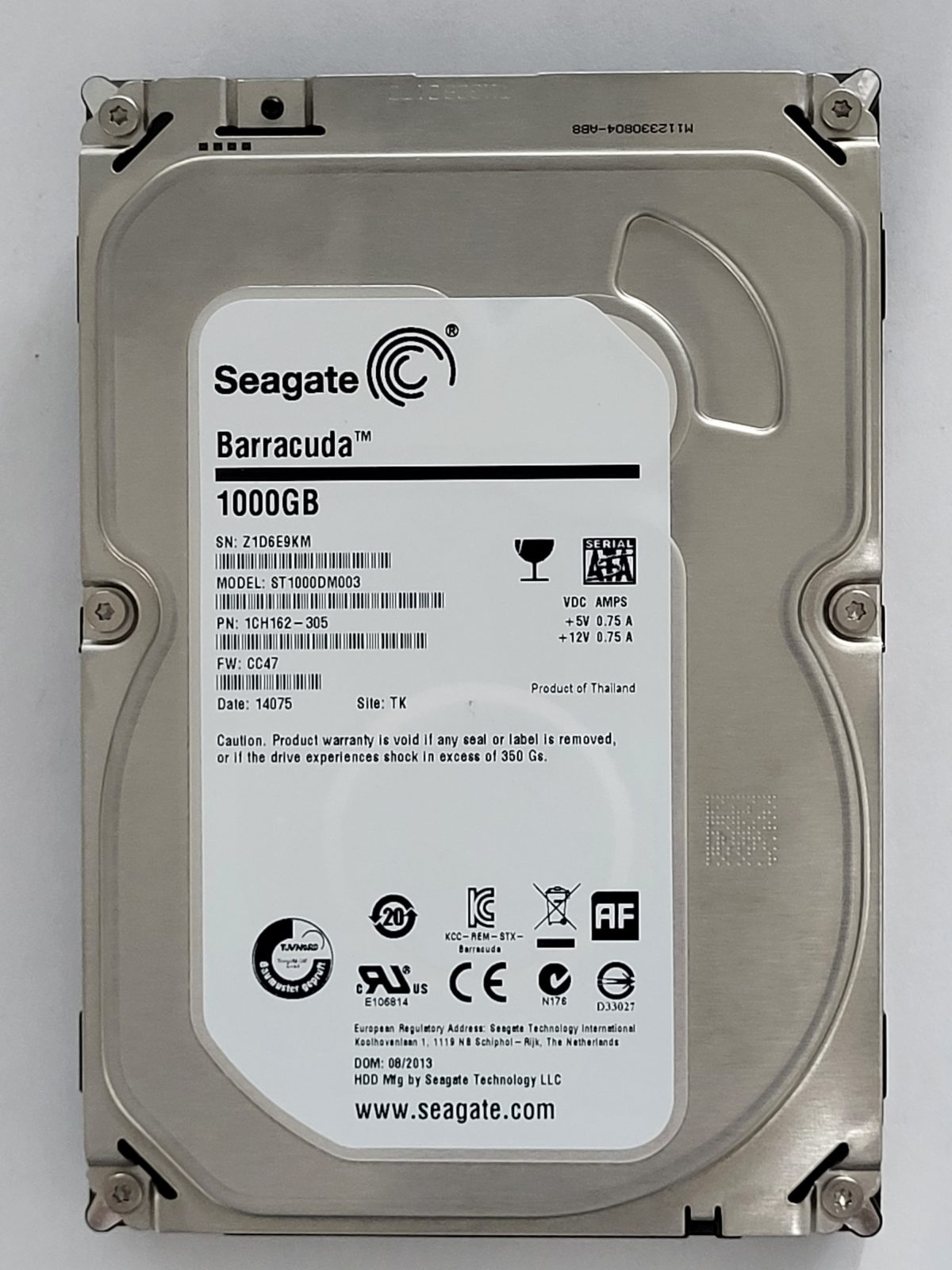 ST1000DM003, PN:1CH162-305, SN:Z1D, TK, FW:CC47, 14075 | Seagate 1To 3,5" SATA HDD STK