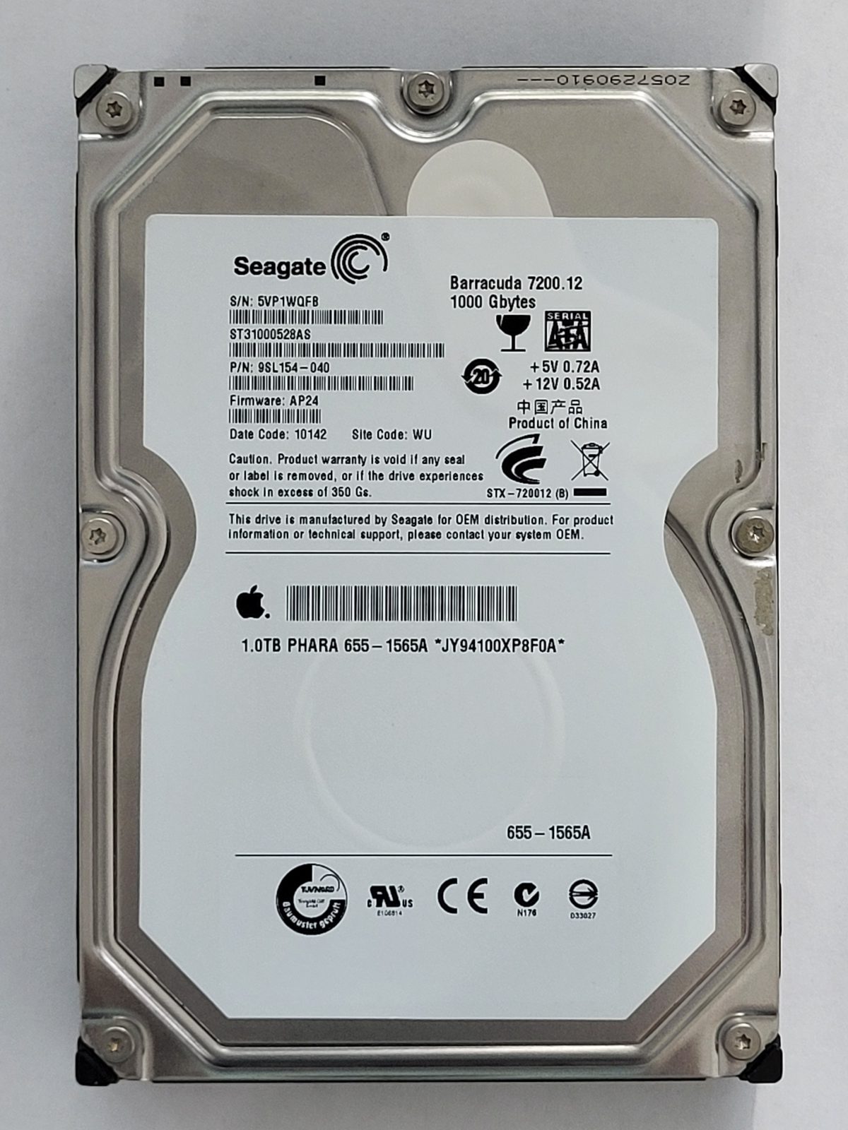 ST31000528ASQ, PN:9SL154-040, SN:5VP, WU, FW:AP24, 10142 | Seagate 1To 3,5" SATA HDD STK