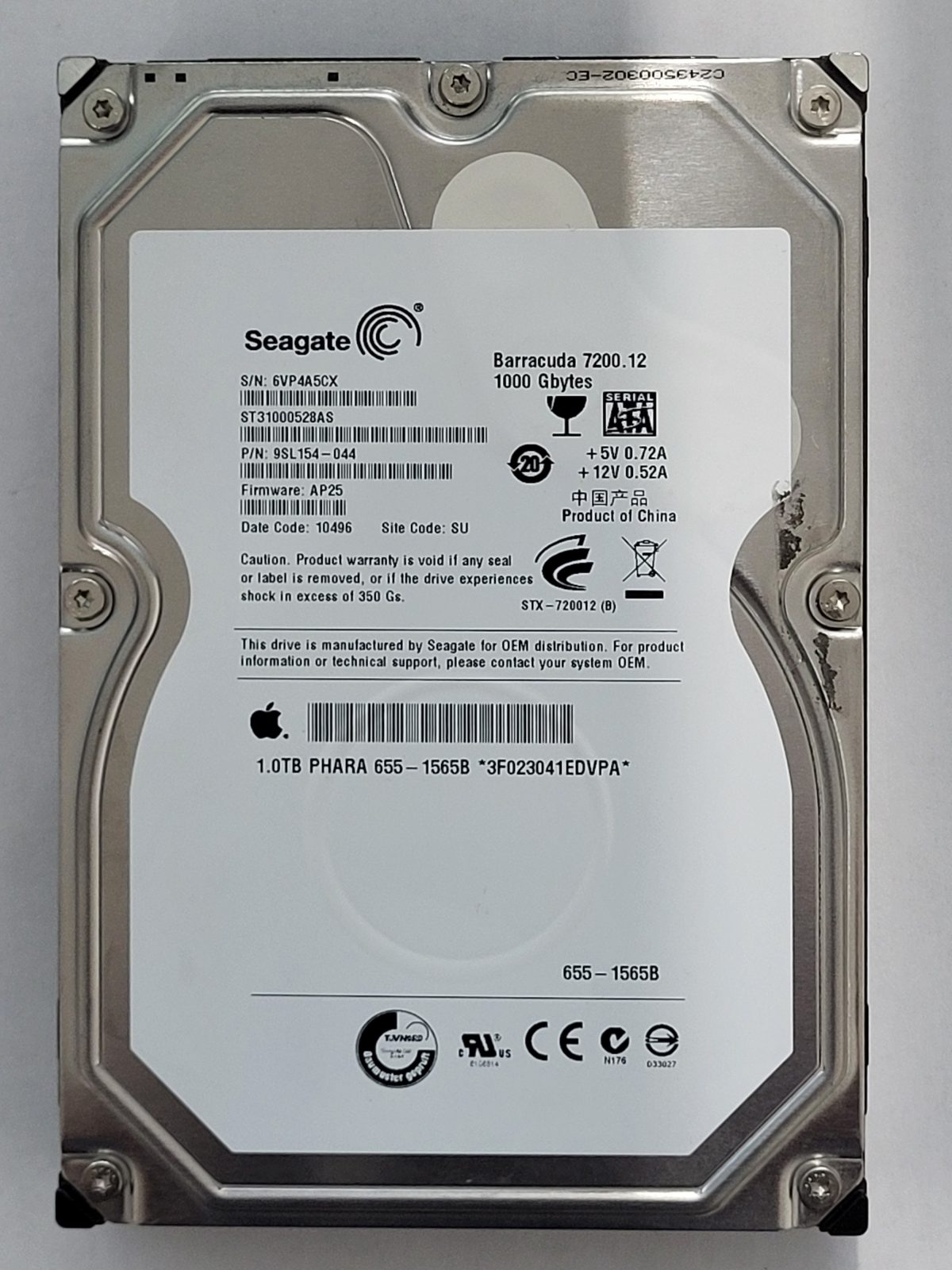 ST31000528AS, PN:9SL154-044, SN:6VP, SU, FW:AP25, 10496 | Seagate 1To 3,5" SATA HDD STK
