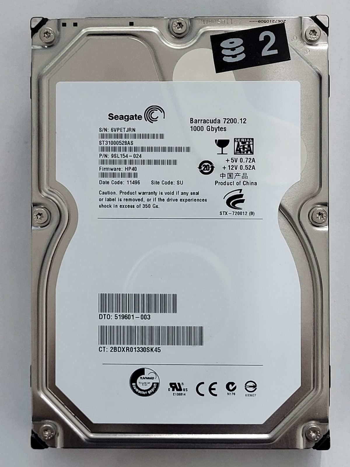 ST31000528AS, PN:9SL154-024, SN:6VP, SU, FW:HP40, 11496 | Seagate 1To 3,5" SATA HDD STK
