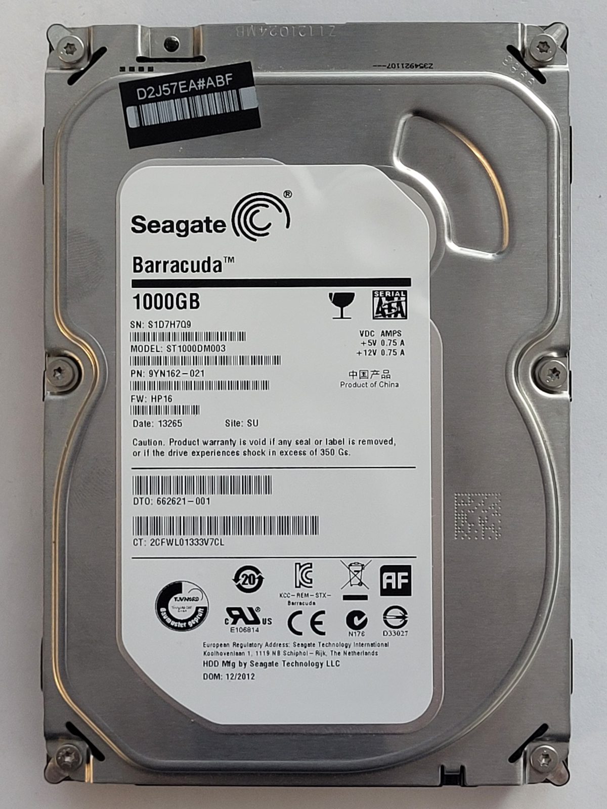 ST1000DM003, PN:9YN162-021, SN:S1D, SU, FW:HP16, 13265 | Seagate 1To 3,5" SATA HDD STK