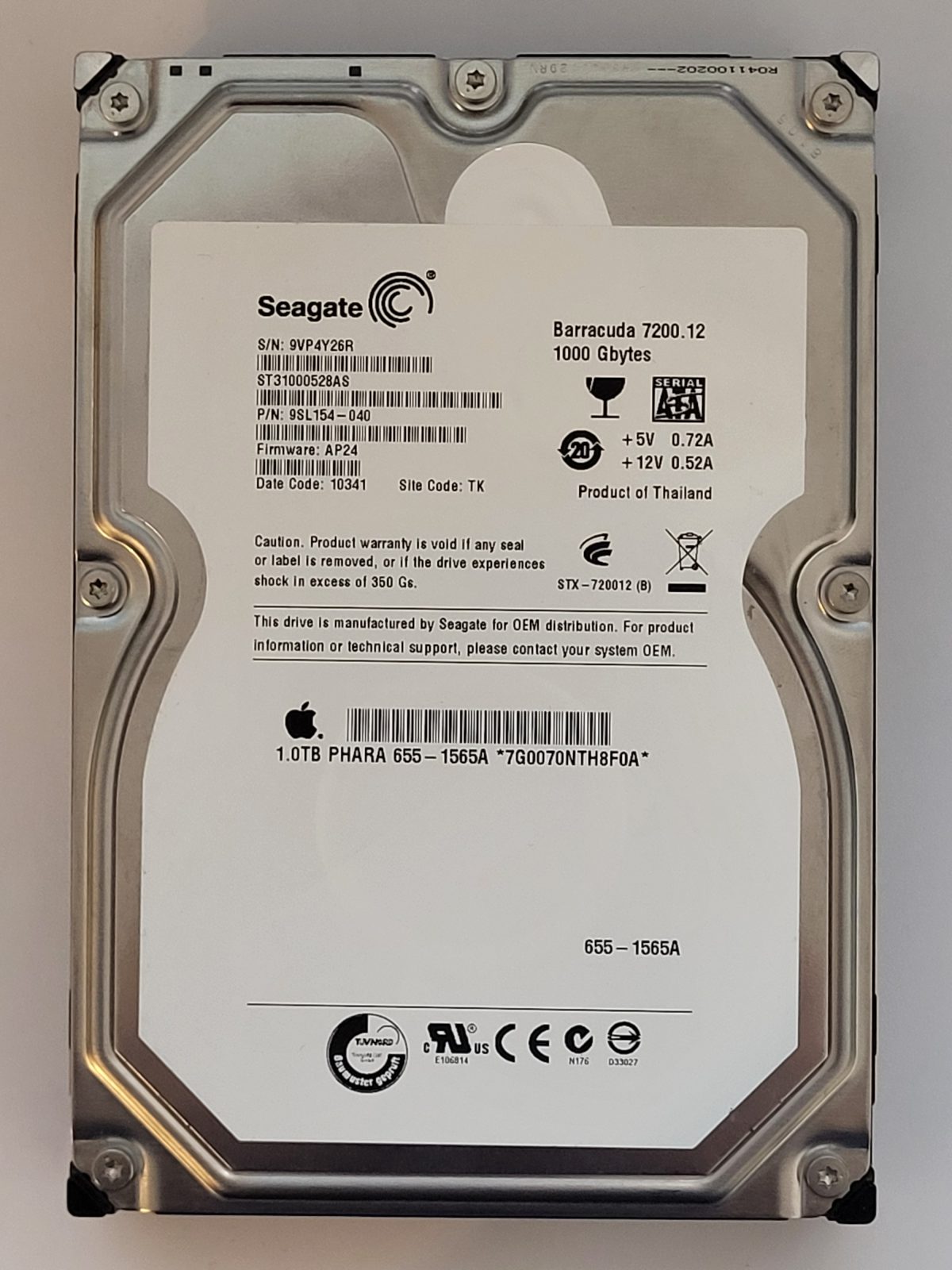 ST31000528AS, PN:9SL154-040, SN:9VP, TK, FW:AP24, 10341 | Seagate 1To 3,5" SATA HDD STK