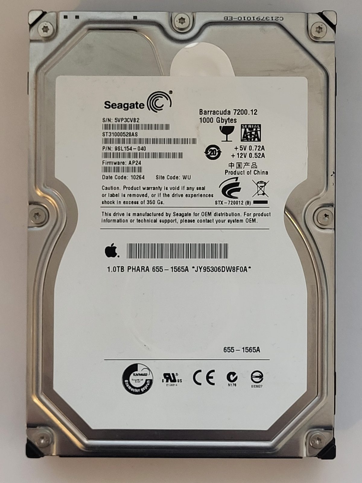 ST31000528AS, PN:9SL154-040, SN:5VP, WU, FW:AP24, 10264 | Seagate 1To 3,5" SATA HDD STK