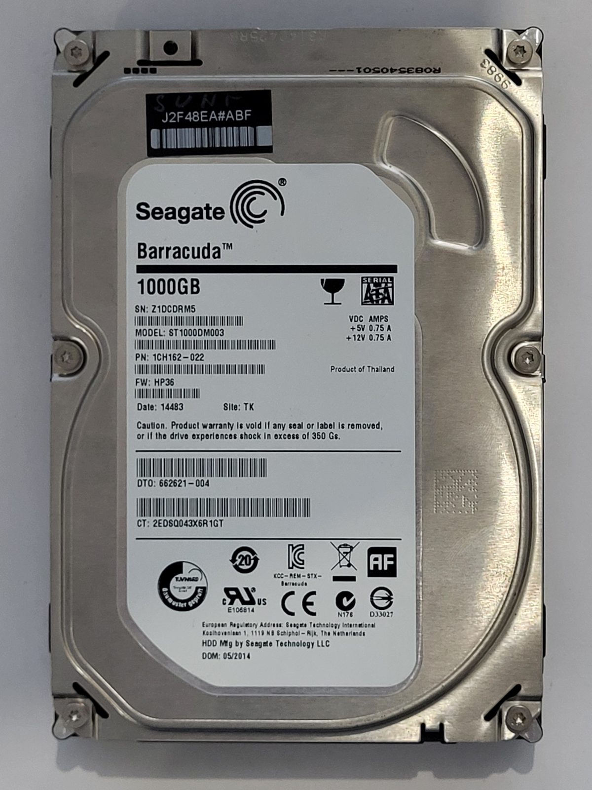 ST1000DM003, PN:1CH162-022, SN:Z1D, TK, FW:HP36, 14483 | Seagate 1To 3,5" SATA HDD STK