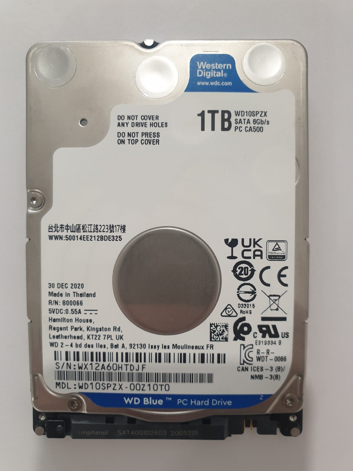 WD10SPZX-00Z10T0, 30 DEC 2020 | WD 1To 2,5" SATA HDD STK