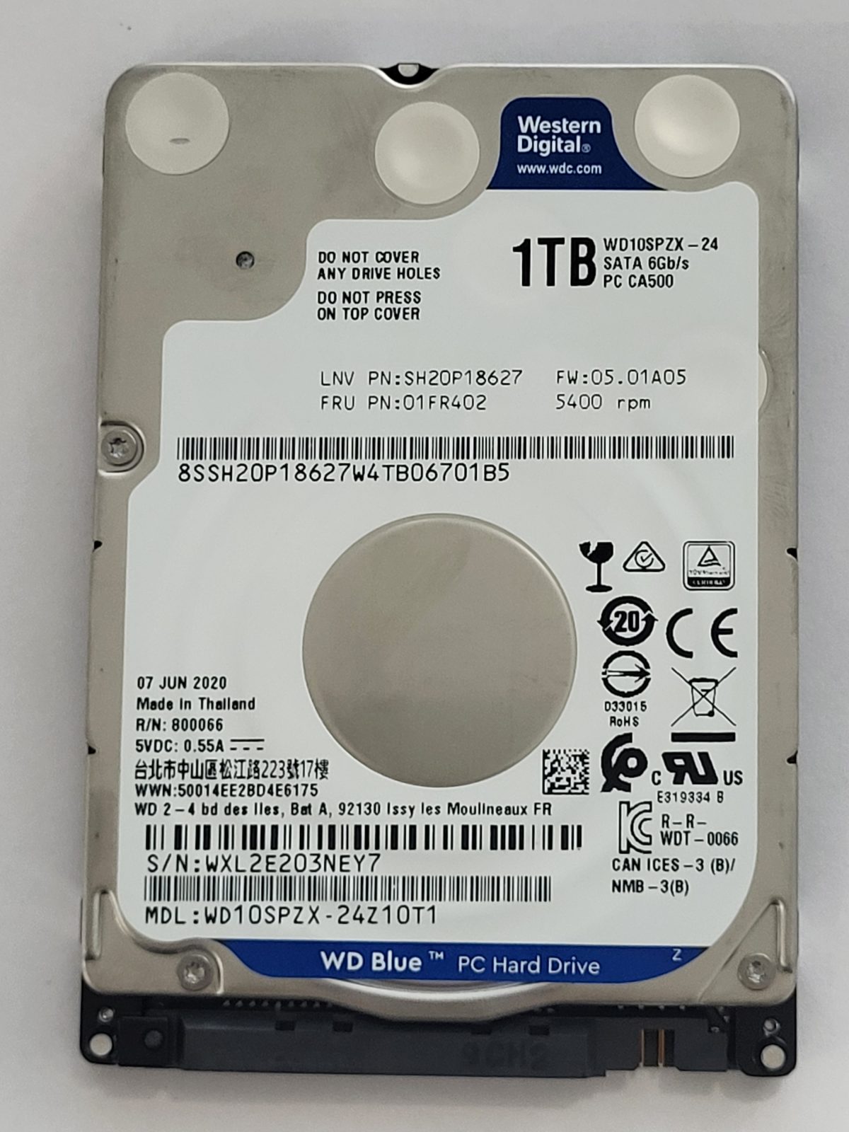 WD10SPZX-24Z10T1, DCM: -, 07 JUN 2020 | WD 1To 2,5" SATA HDD STK