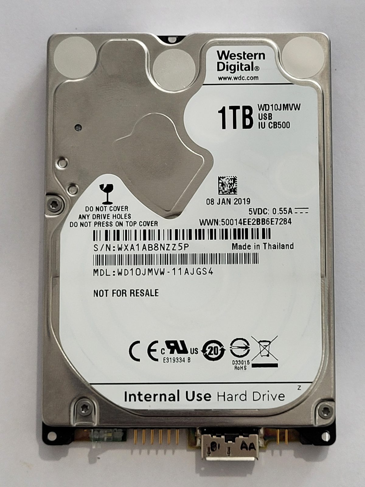 WD10JMVW-11AJGS4, DCM: -, 08 JAN 2019 | WD 1To 2,5" USB HDD STK