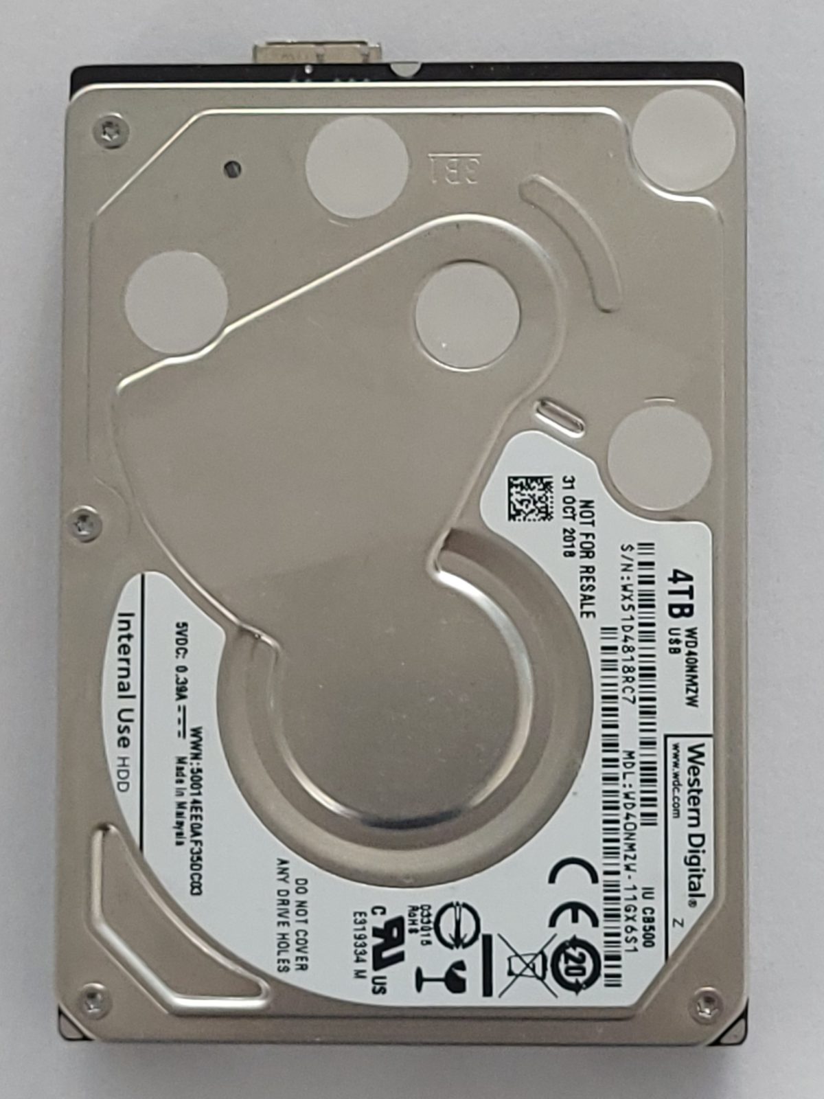 WD40NMZW-11GX6S1, DCM: -, 31 OCT 2018 | WD 4To 2,5" USB HDD STK