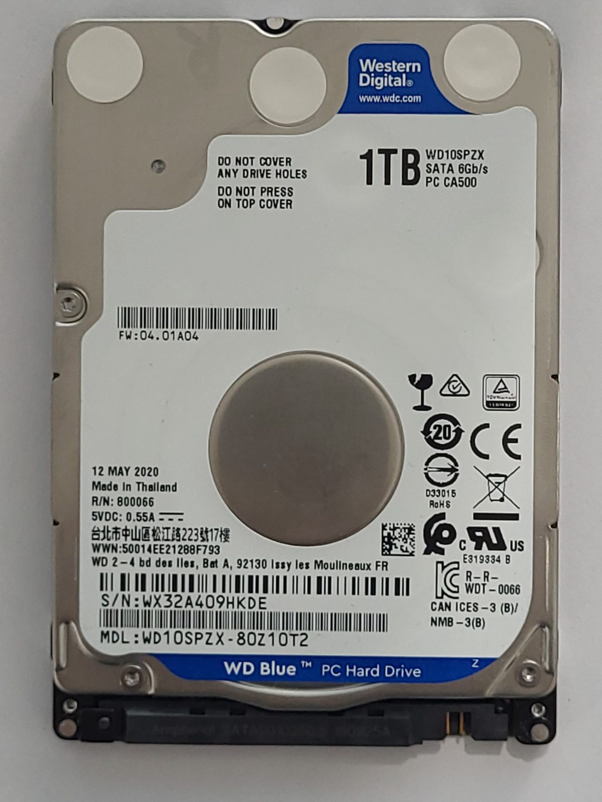 WD10SPZX-80Z10T2, DCM: -, 12 MAY 2020 | WD 1To 2,5" SATA HDD STK