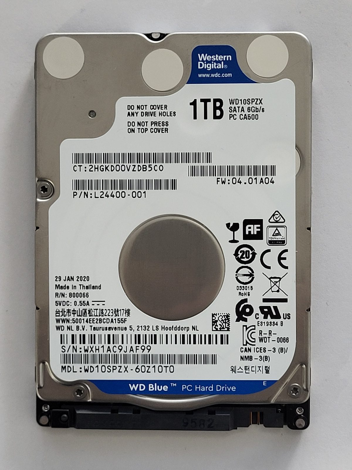 WD10SPZX-60Z10T0, DCM: -, 29 JAN 2020 | WD 1To 2,5" SATA HDD STK