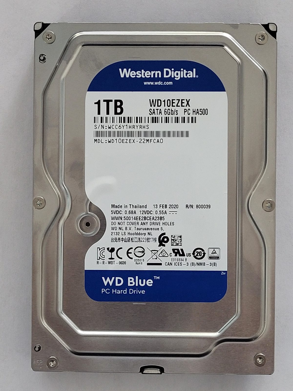 WD10EZEX-22MFCA0, DCM: -, 13 FEB 2020 | WD 1To 3,5" SATA HDD STK