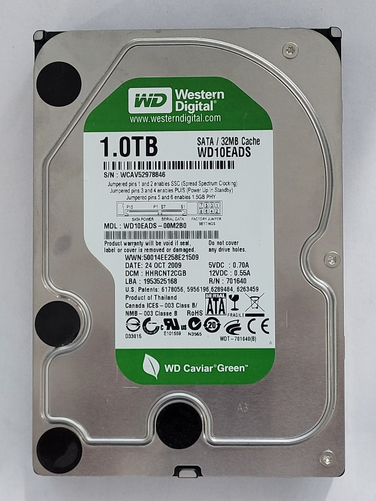 WD10EADS-00M2B0, DCM: HHRCNT2CGB, 24 OCT 2009 | WD 1To 3,5" SATA HDD STK