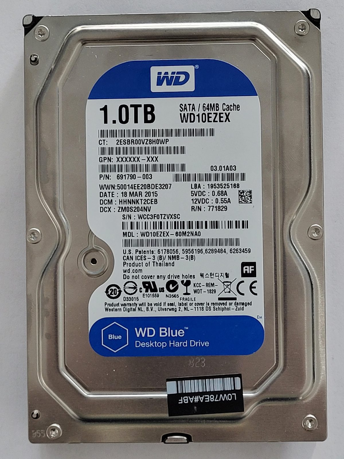 WD10EZEX-60M2NA0, DCM: HHNNKT2CEB, 18 MAR 2015 | WD 1To 3,5" SATA HDD STK