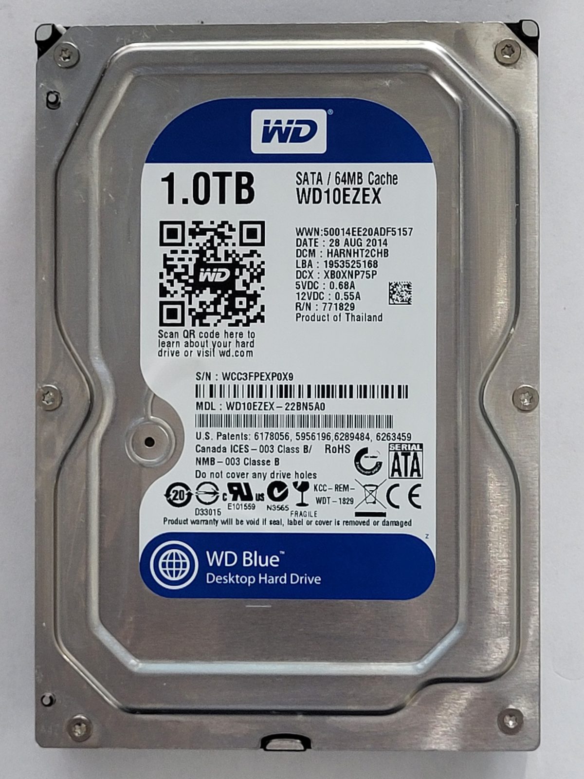 WD10EZEX-22BN5A0, DCM: HARNHT2CHB, 28 AUG 2014 | WD 1To 3,5" SATA HDD STK