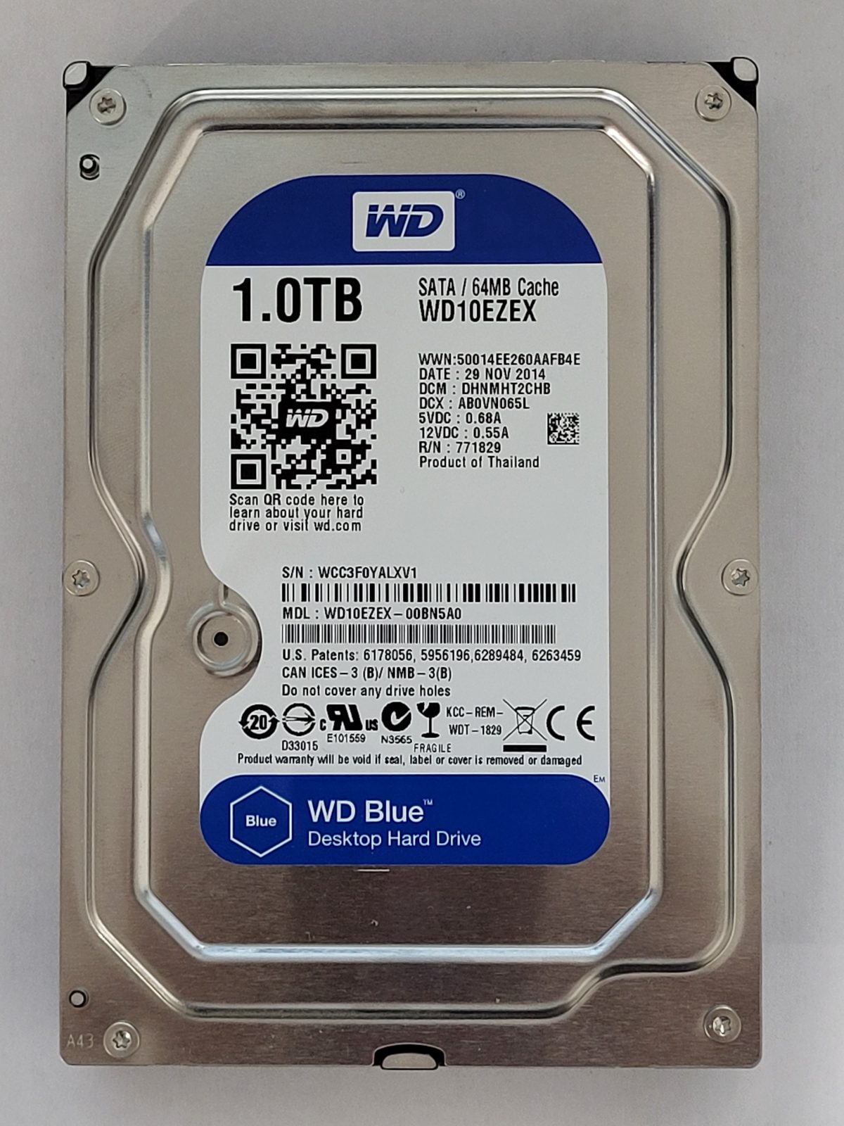 WD10EZEX-00BN5A0, DCM: DHNMHT2CHB, 29 NOV 2014 | WD 1To 3,5" SATA HDD STK