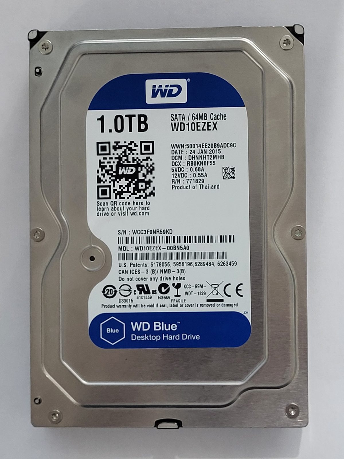 WD10EZEX-00BN5A0, DCM: DHNNHT2MHB, 24 JAN 2015 | WD 1To 3,5" SATA HDD STK