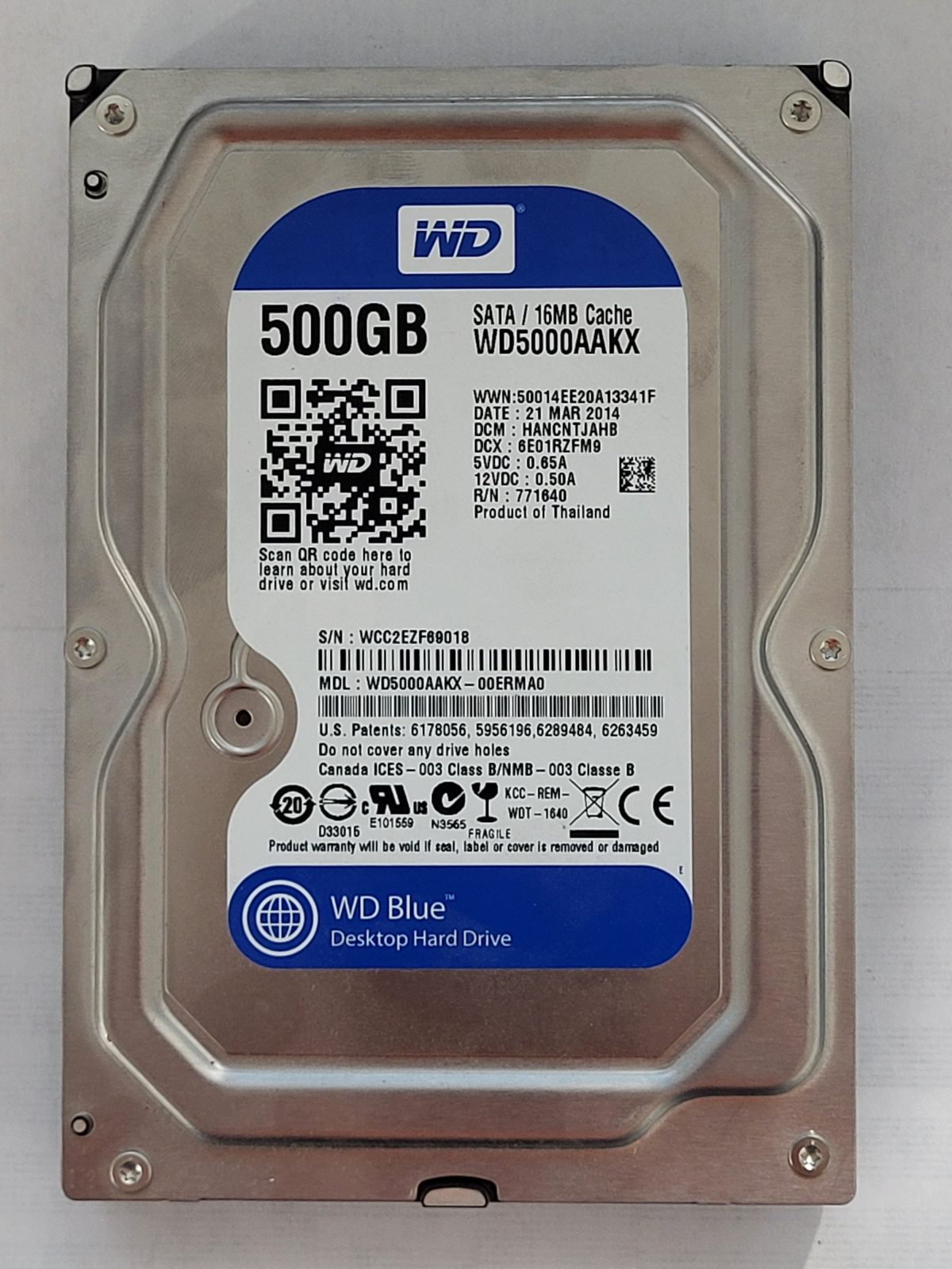 WD5000AAKX-00ERMA0, DCM: HANCNTJAHB, 21 MAR 2014 | WD 500Go 3,5" SATA HDD STK