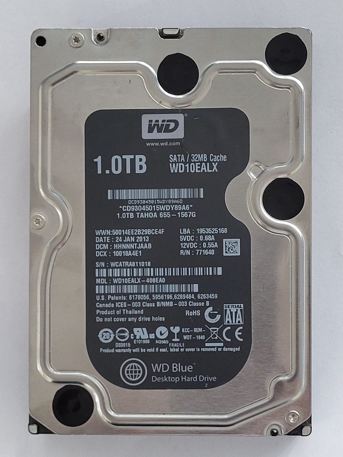 WD10EALX-408EA0, DCM: HHNNNTJAAB, 24 JAN 2013 | WD 1To 3,5" SATA HDD STK