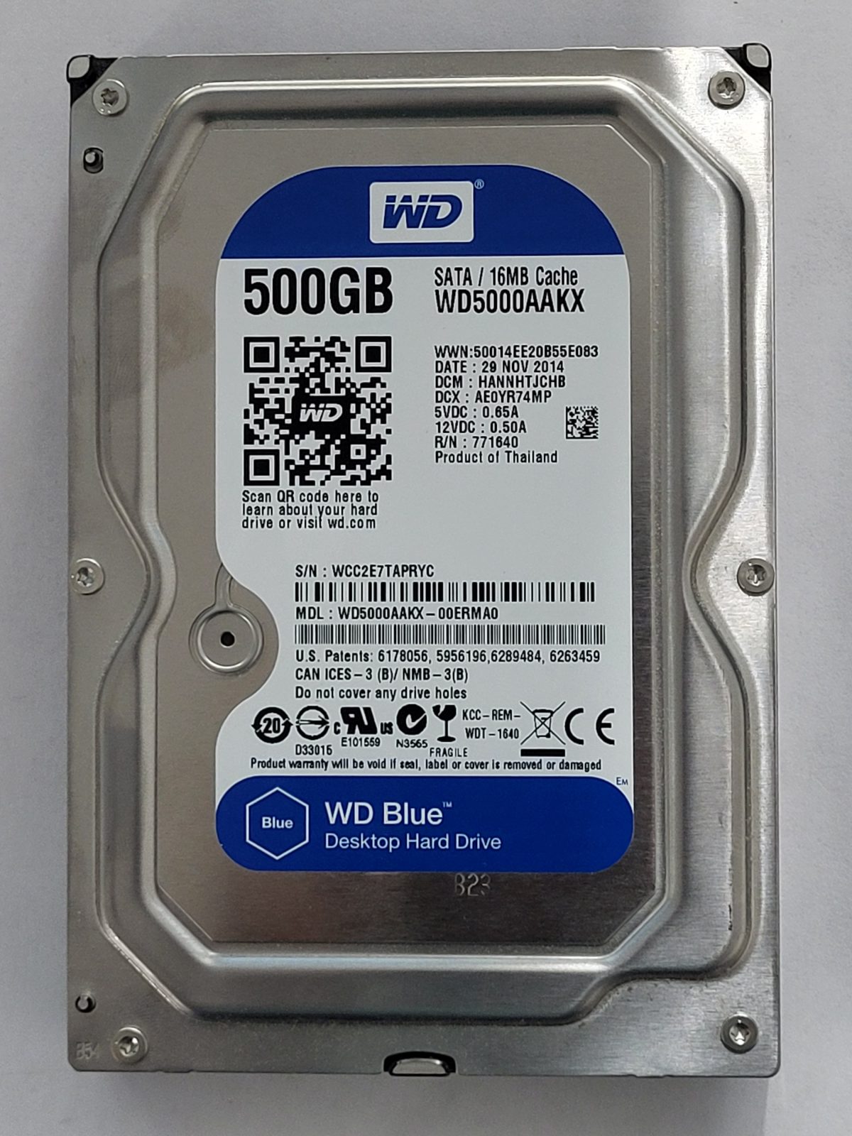 WD5000AAKX-00ERMA0, DCM: HANNHTJCHB, 29 NOV 2014 | WD 500Go 3,5" SATA HDD STK