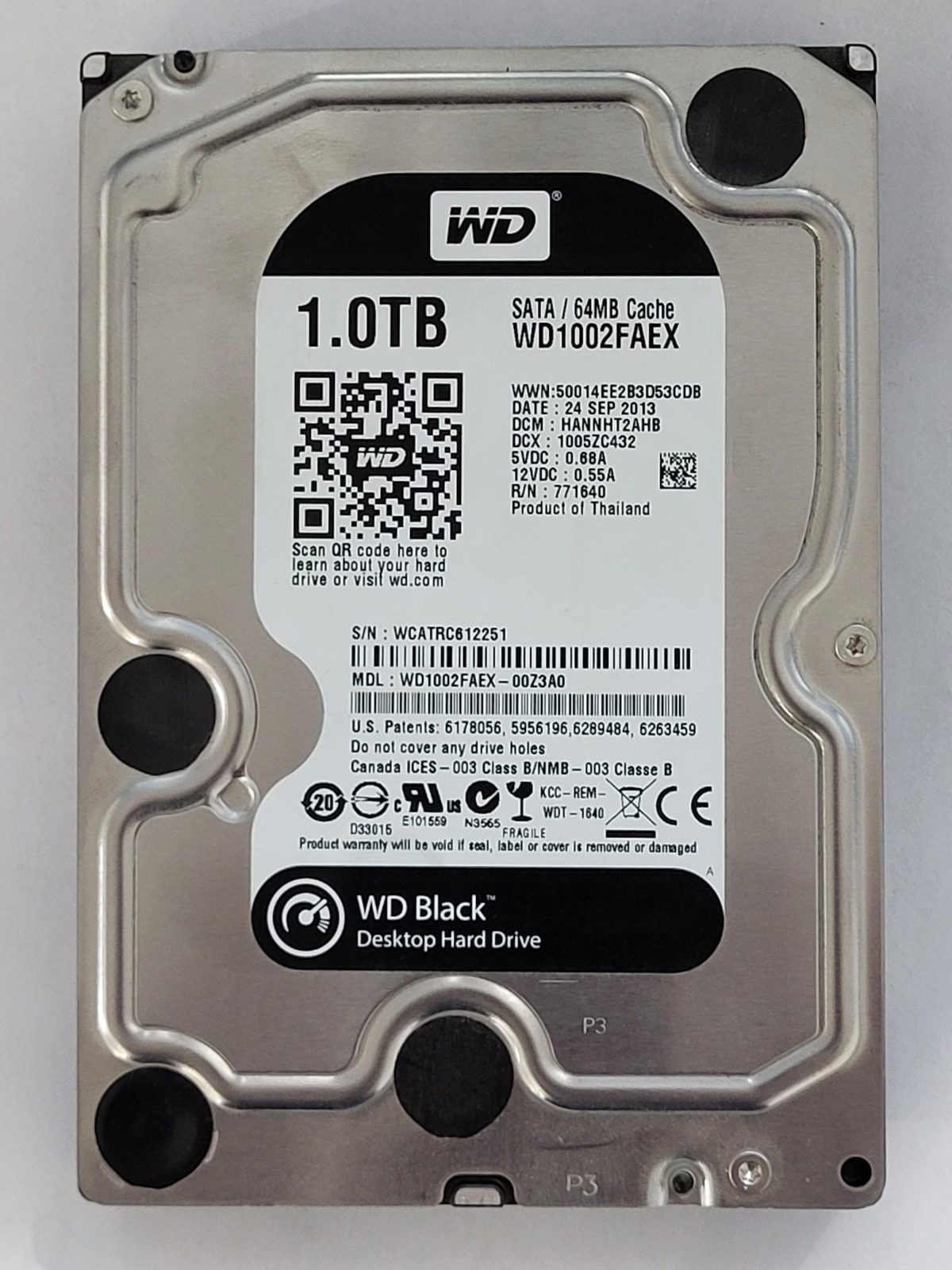 WD1002FAEX-00Z3A0, DCM: HANNHT2AHB, 24 SEP 2013 | WD 1To 3,5" SATA HDD STK