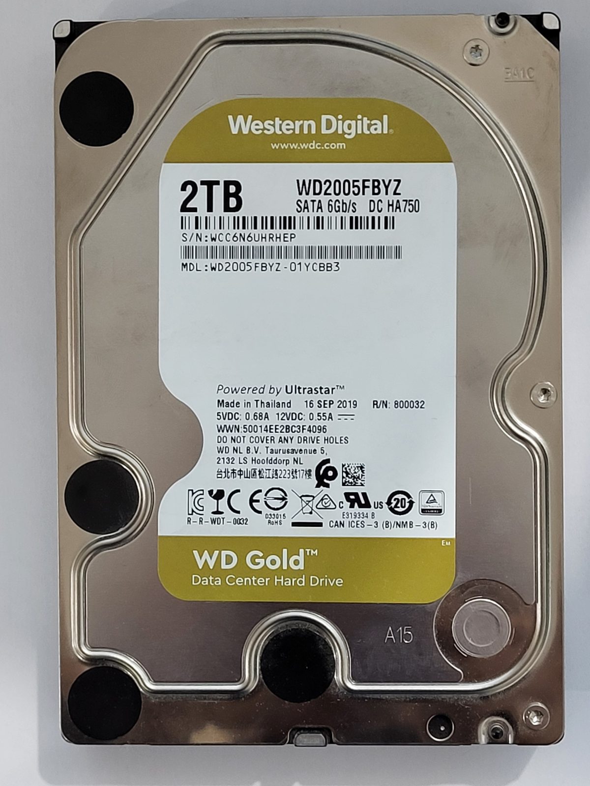 WD2005FBYZ-01YCBB3, DCM: -, 16 SEP 2019 | WD 2To 3,5" SATA HDD STK