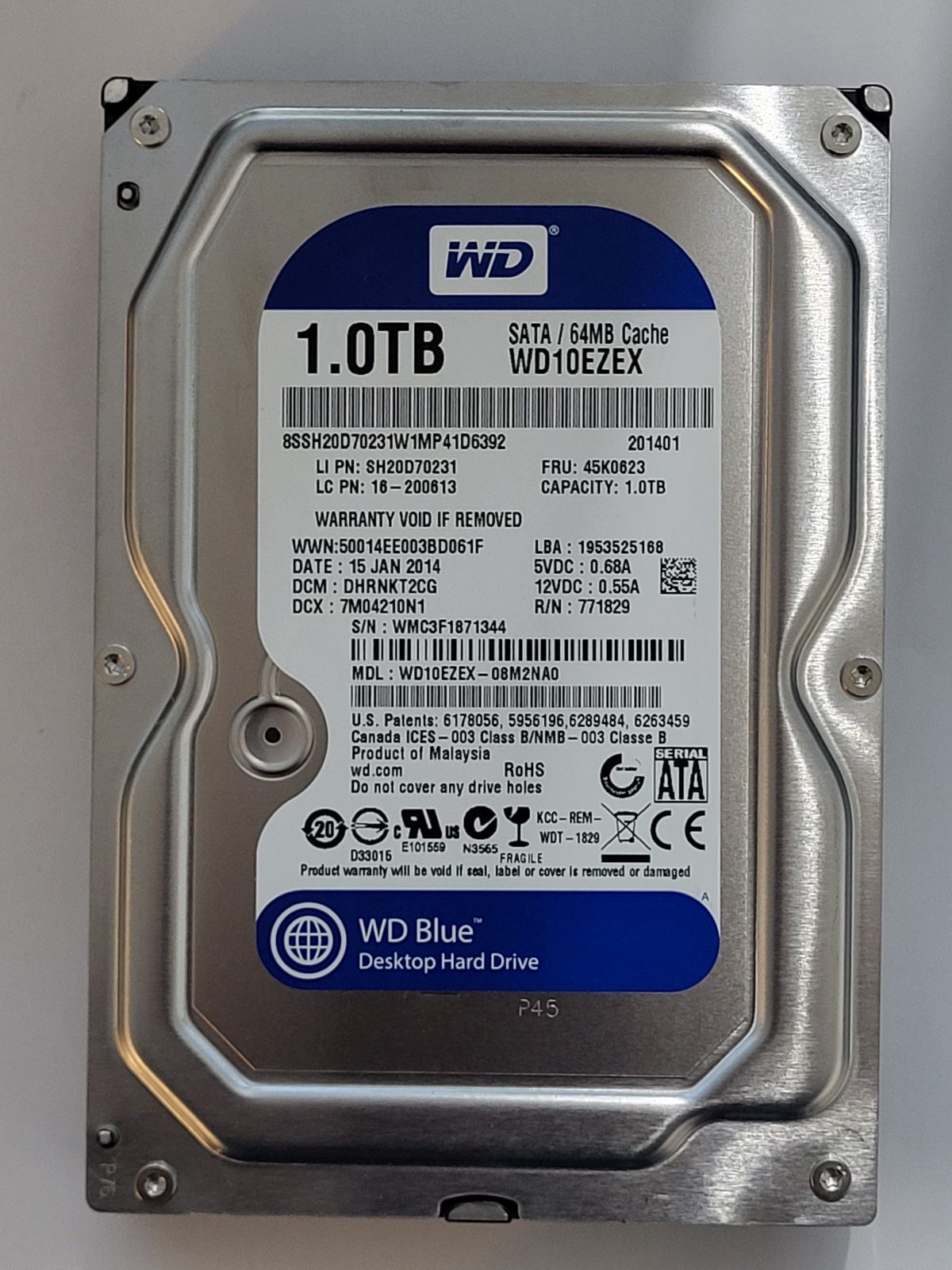 WD10EZEX-08M2NA0, DCM: DHRNKT2CG, 15 JAN 2014 | WD 1To 3,5" SATA HDD STK
