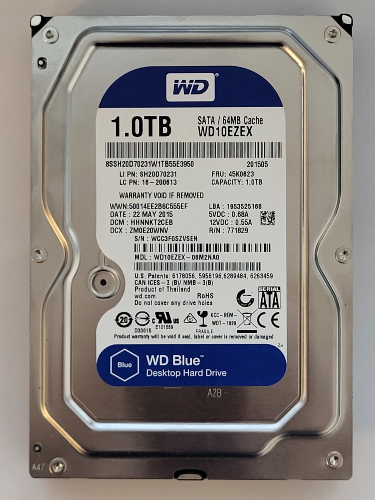 WD10EZEX-08M2NA0, DCM: HHNNKT2CEB, 22 MAY 2015 | WD 1To 3,5" SATA HDD STK