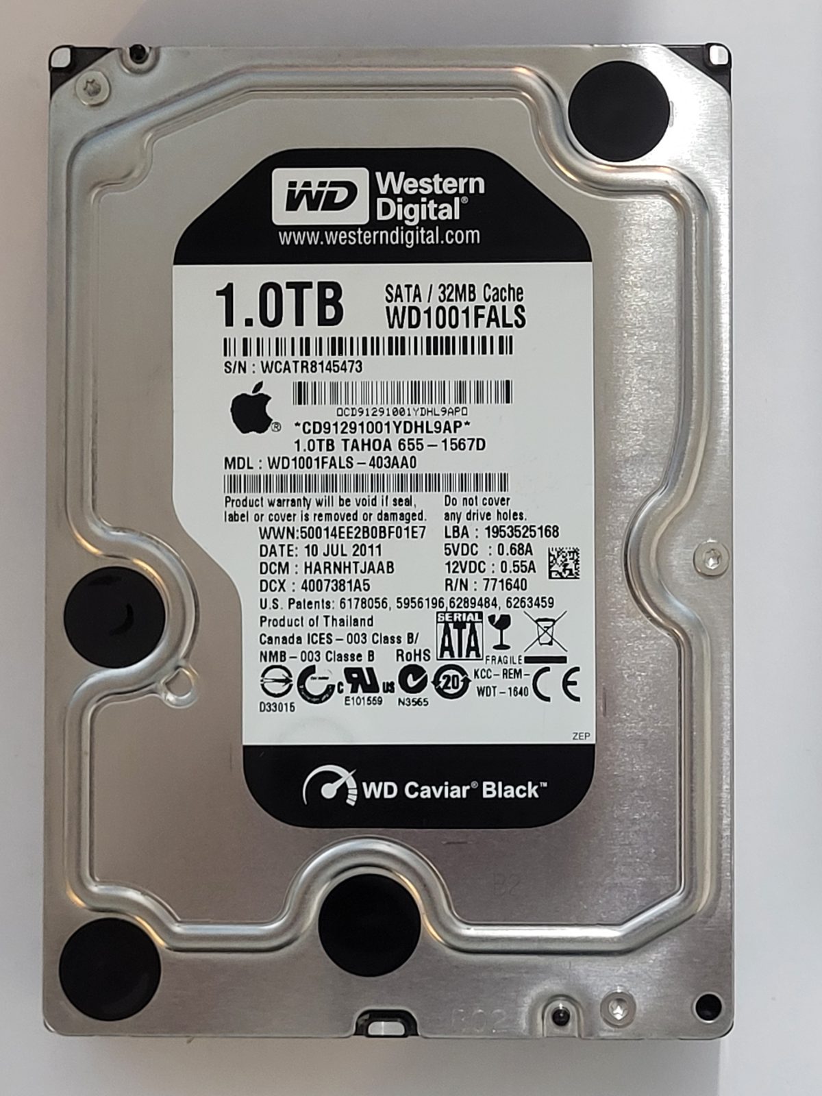 WD1001FALS-403AA0, DCM: HARNHTJAAB, 10 JUL 2011 | WD 1To 3,5" SATA HDD STK