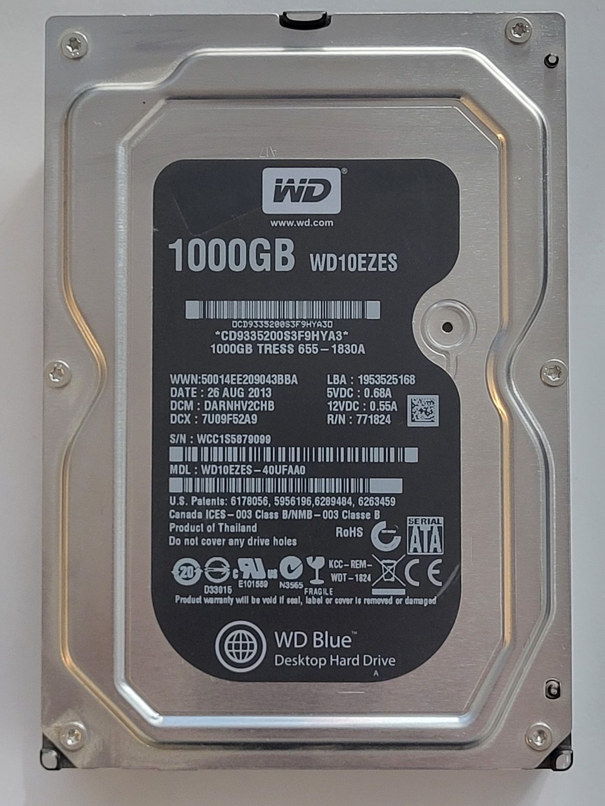 WD10EZES-40UFAA0, DCM: DARNHV2CHB, 26 AUG 2013 | WD 1To 3,5" SATA HDD STK