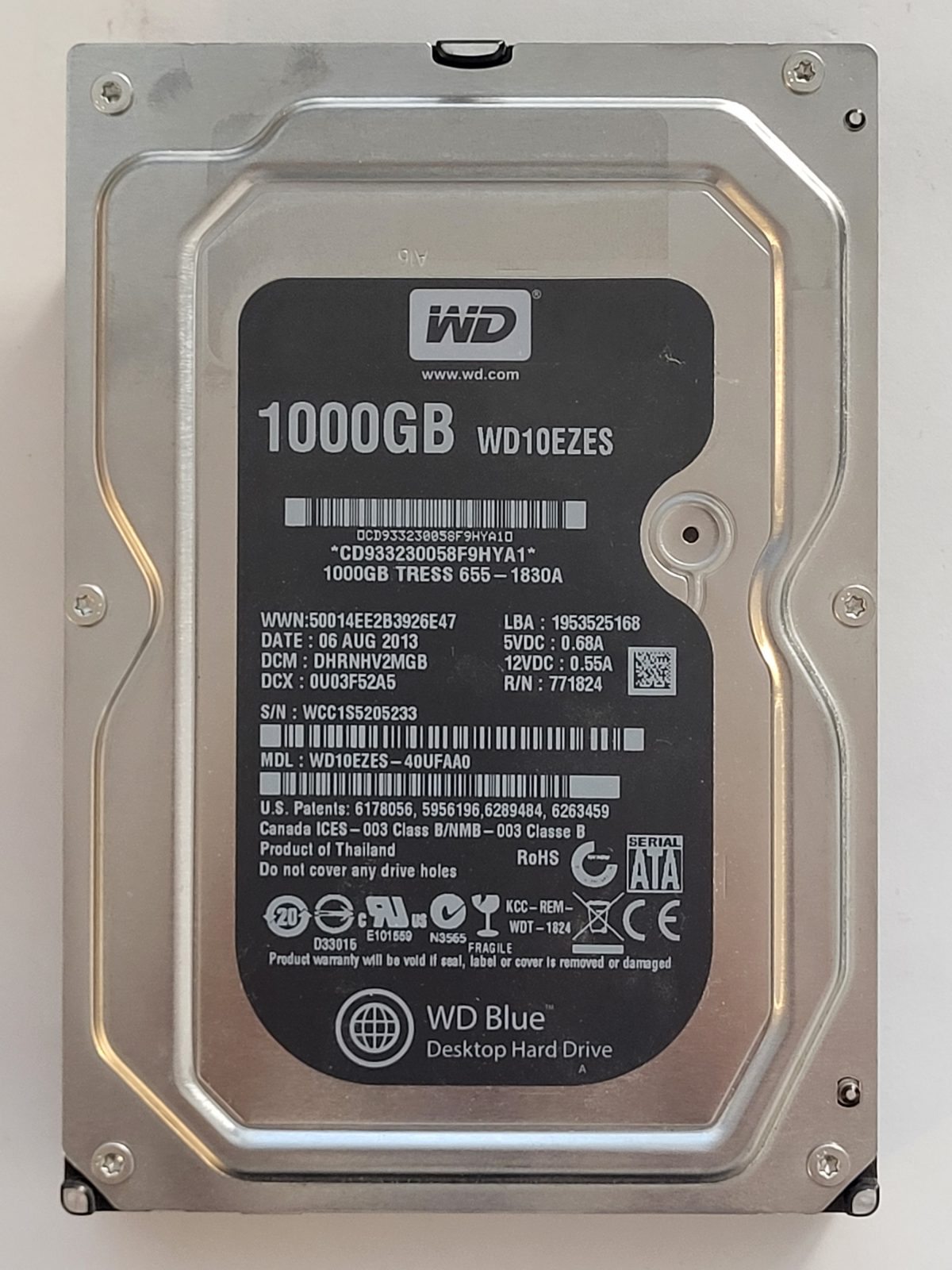 WD10EZES-40UFAA0, DCM: DHRNHV2MGB, 06 AUG 2013 | WD 1To 3,5" SATA HDD STK