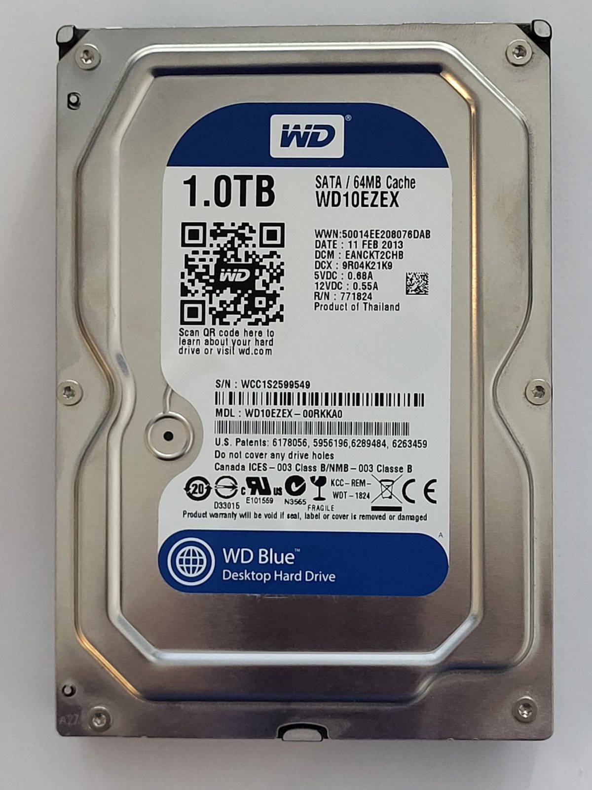 WD10EZEX-00RKKA0, DCM: EANCKT2CHB, 11 FEB 2013 | WD 1To 3,5" SATA HDD STK