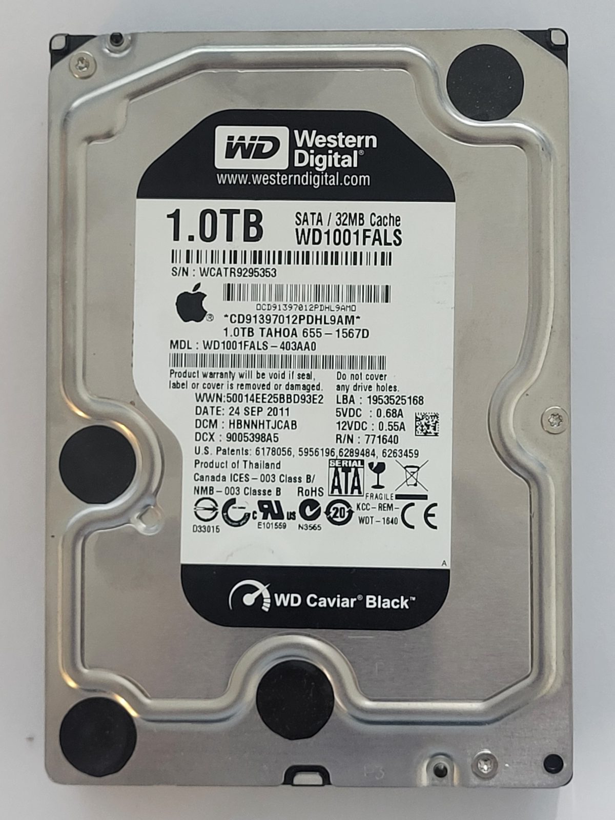 WD1001FALS-403AA0, DCM: HBNNHTJCAB, 24 SEP 2011 | WD 1To 3,5" SATA HDD STK