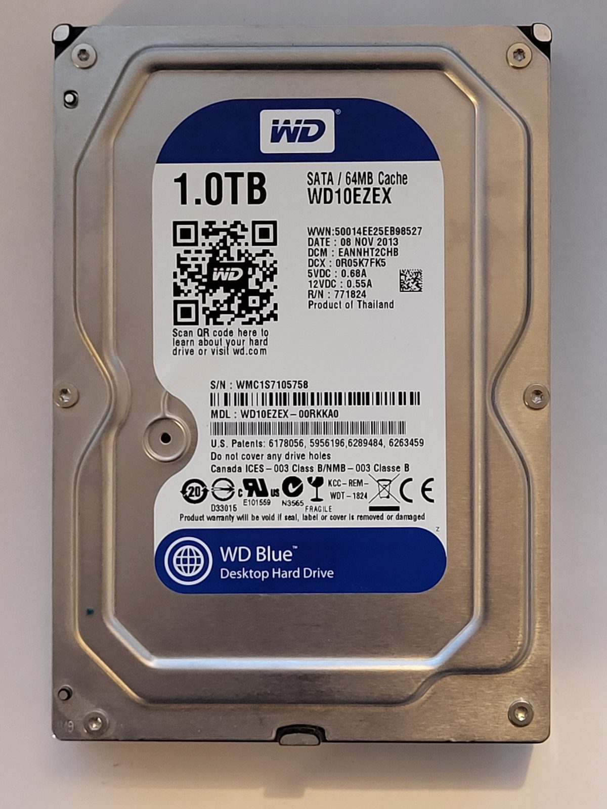 WD10EZEX-00RKKA0, DCM: EANNHT2CHB, 08 NOV 2013 | WD 1To 3,5" SATA HDD STK