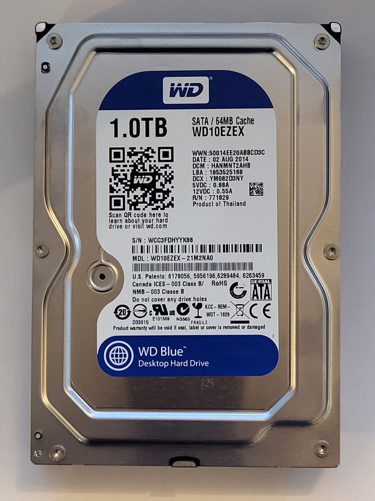 WD10EZEX-21M2NA0, DCM: HANMNT2AHB, 02 AUG 2014 | WD 1To 3,5" SATA HDD STK
